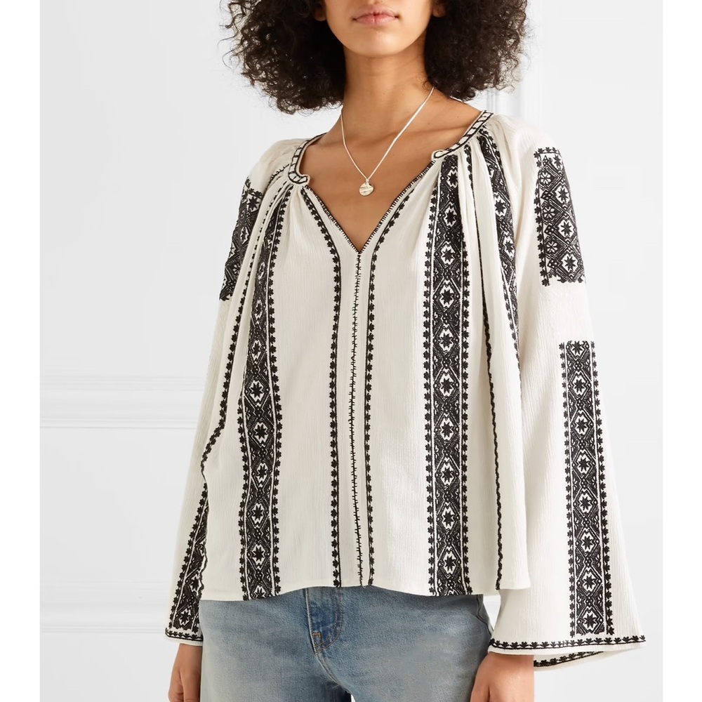New ✨THE GREAT.  the Journey embroidered cotton-gauze top - Picture 5 of 8